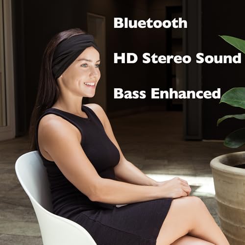 Bluetooth Headband Headphones for Women, Wireless Headband Headphones for Yoga, Running, Work, Sport, Over Ear, HD Stereo, 11H Playtime, Noise Isolation, Built-in Mic, Black | Wireless, HD Stereo, 11H Playtime, Noise Isolation, Built-in Mic