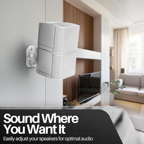 TNP Universal Satellite Speaker Wall Mount Bracket Ceiling Mount Clamp with Adjustable Swivel and Tilt Angle Rotation for Home Theater Surround Sound System Satellite Speakers - 6 Pack, White - color: White, size: 6 Pack