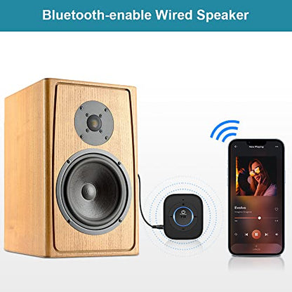 Golvery Bluetooth 5.4 Receiver, HiFi Wireless Audio Adapter for Car/Speaker | 3.5mm AUX Bluetooth Adapter for Home Stereo/Wired Headphones, Built-in Microphone for Handsfree Calls, Dual Connection, 20H - style: Stereo J207 with Mic & Volume Control