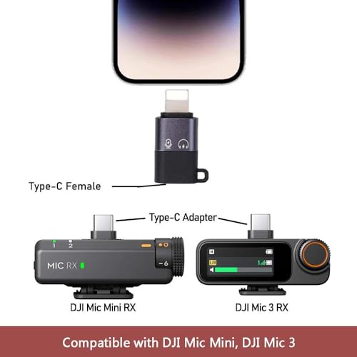 iMusk 2 Pack for DJI Mic Mini/DJI Mic 3 RX Phone Audio Adapters for iPhone 14 13 12 11 Connector with Two Lanyards
