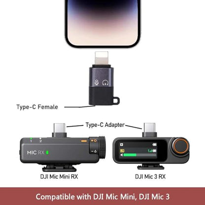iMusk 2 Pack for DJI Mic Mini/DJI Mic 3 RX Phone Audio Adapters for iPhone 14 13 12 11 Connector with Two Lanyards