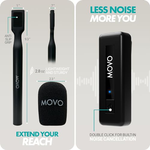 Movo Wireless Mini UC-Duo USB-C Wireless Microphone for iPhone 15/16/Android/PC/Macbook Podcast Equipment Bundle with WMX-HM Handle/Desktop Mic Stand for Podcasting, Interviews, and Content Creation - size: USB-C