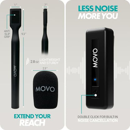 Movo Wireless Mini UC-Duo USB-C Wireless Microphone for iPhone 15/16/Android/PC/Macbook Podcast Equipment Bundle with WMX-HM Handle/Desktop Mic Stand for Podcasting, Interviews, and Content Creation - size: USB-C