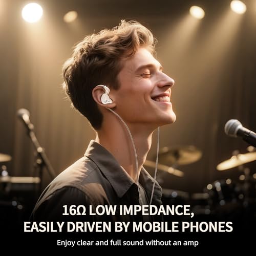 A20PRO IEM Earbuds, 1DD+1BA Hybrid in Ear Monitor Headphones, HiFi Wired Earphones with Deep Bass & Clear Vocals, Noise Isolating IEM for Musicians, Gaming & Studio (No Mic) - color: sliver