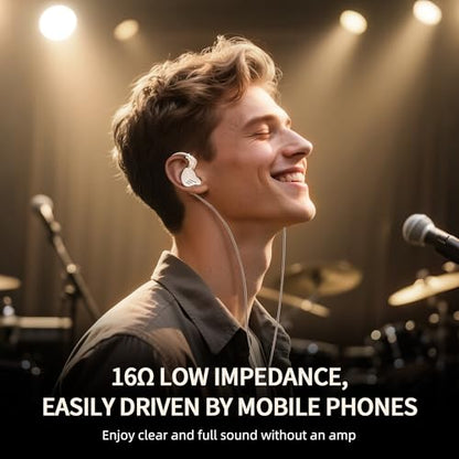 A20PRO IEM Earbuds, 1DD+1BA Hybrid in Ear Monitor Headphones, HiFi Wired Earphones with Deep Bass & Clear Vocals, Noise Isolating IEM for Musicians, Gaming & Studio (No Mic) - color: sliver