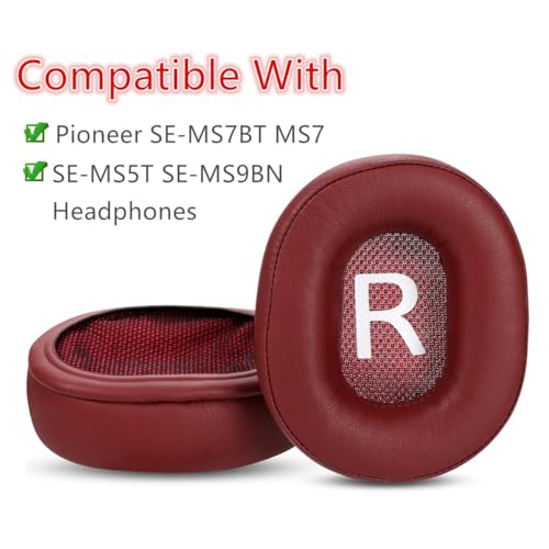 SE-MS7BT SE-MS9BN Earpads Replacement Ear Cushion Covers Compatible with Pioneer SE-MS7BT MS7 SE-MS5T SE-MS9BN Headphones Protein Leather Earpads Supple - color: Red