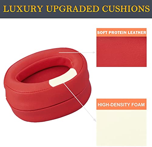 SOULWIT Replacement Earpads for Sony h.Ear on MDR-100A (MDR100A), MDR-100AAP (MDR100AAP), MDR-H600A (MDRH600A) Headphones, Ear Pads Cushions with Noise Isolation Memory Foam (Cinnabar Red) - color: Cinnabar Red