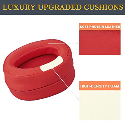 SOULWIT Replacement Earpads for Sony h.Ear on MDR-100A (MDR100A), MDR-100AAP (MDR100AAP), MDR-H600A (MDRH600A) Headphones, Ear Pads Cushions with Noise Isolation Memory Foam (Cinnabar Red) - color: Cinnabar Red