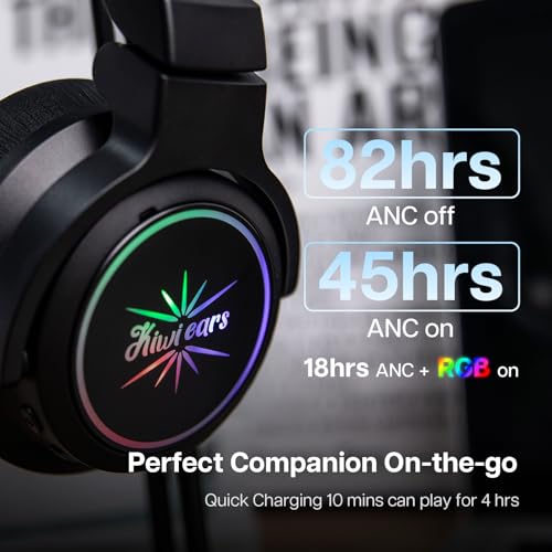 Linsoul Kiwi Ears Aventus Bluetooth 5.4 Wireless DJ Studio Headphones | Dual Dynamic Driver, with Hybrid ANC, Low-latency, Up to 82H Playtime, Custom RGB Lighting for DJs Audiophiles Gamers