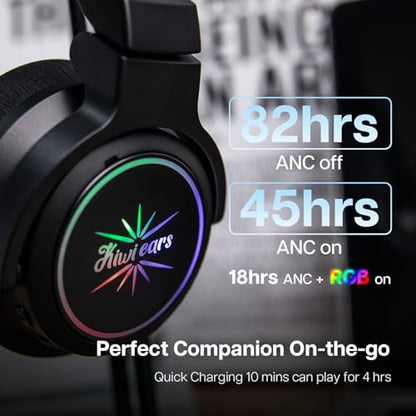 Linsoul Kiwi Ears Aventus Bluetooth 5.4 Wireless DJ Studio Headphones | Dual Dynamic Driver, with Hybrid ANC, Low-latency, Up to 82H Playtime, Custom RGB Lighting for DJs Audiophiles Gamers