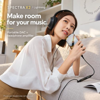 Maktar Spectra X2 Portable DAC Headphone Amplifier | Lightning to 3.5mm Adapter | Hi-Res 32bit/384kHz ESS Sabre | MFi Certified | Lossless Audio for iPhone iPad - color: Black, style: Lightning