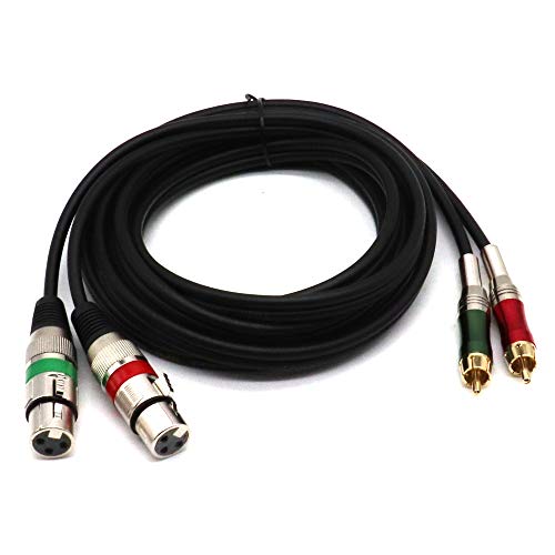 Dual XLR Female to RCA Cable,2 XLR to 2 RCA Male Phono Plug HiFi Audio Cable for Amplifier Mixer Microphone Patch Cable (5FT/1.5M) - color: 1.5m(2 XLRF-2 RCAM)