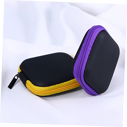 Lurrose Portable Mini EVA Headphone Case Hard Water Resistant Earphone Pouch with Soft Lining and Mesh Pocket for Travel Carrying Small Accessories Yellow