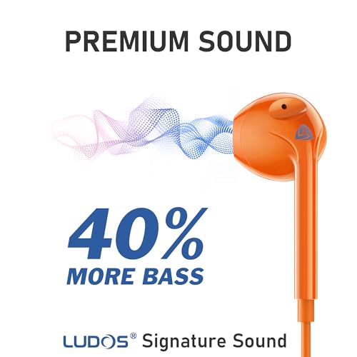 LUDOS Zenith Wired Earbuds in-Ear Headphones, 5 Year Warranty, Earphones - color: Orange, size: 3.5 mm