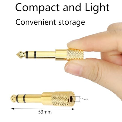 Headphone Adapter 6.35mm (1/4 inch) Male to 3.5mm (1/8 inch) Female Stereo Audio Jack Adapter for Amp Adapter, Guitar, Microphones(2 Pack)
