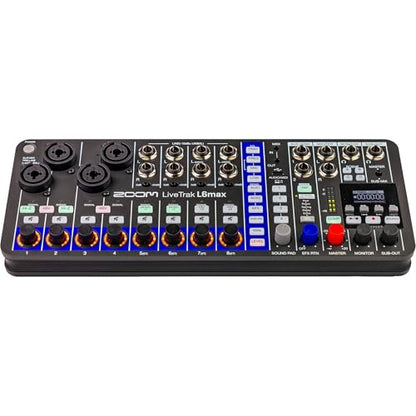 Zoom LiveTrak L-6max 12-Channel Mixer & + MDR-7506 Headphones Bundle | For Music, Podcasting & Live Sound + Battery Charger + XLR Cable + Cleaning Cloth + Wire Straps