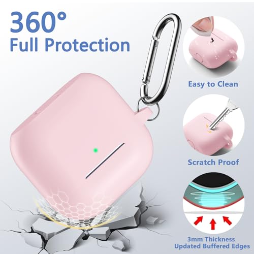 for Airpods 4th Generation Case Cover(2024),Soft Silicone Full Protective Case for AirPods 4 Case with Keychain & Cleaner Kit,Compatible with Apple Airpods 4 for Women,Men（Lightpink） - color: Lightpink