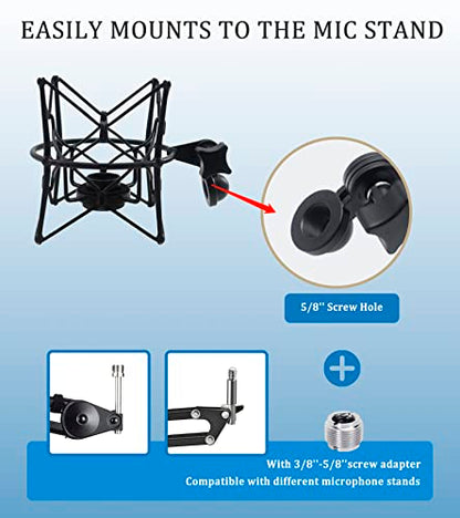 Microphone Shock Mount Anti-Vibration Mic Holder Spider Recording Mic Shockmount Stand Compatible with Neumann U87 Ai, U89 i and TLM 67 (Black)