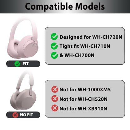 Adhiper Replacement Ear Pads for Sony WH-CH720N, WH-CH710N - Pink | for Sony Headphones Replacement Ear Pads with Protein Leather & High-Density Memory Foam - color: Pink