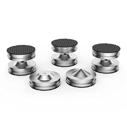 Audiocrast 4X HiFi Speaker Spikes, Isolation Stand Feet Pad, Stainless Steel Shock Absorber Vibration Dampener with Non-Slip Mats for Audio Speaker Subwoofer CD DVD Amplifier Turntable DAC - size: 27MM x 11MM x 9MM