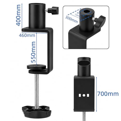 Desk Clamp for Microphone, Heavy-Duty Metal Mic Boom Arm C Clamp | 2 Way Mount 12mm Hole Table Clamp for Magnifying Light, Phone and Tablet Stand, Lamp Base, Fits Up 5.5cm Desktop Thickness - size: XZ007