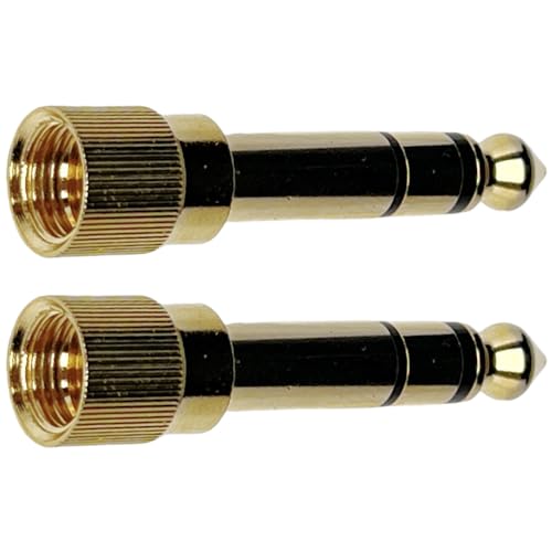 CESS 3.5mm Female to 6.35mm Male Stereo Screw-On Adapter, 2 Pack