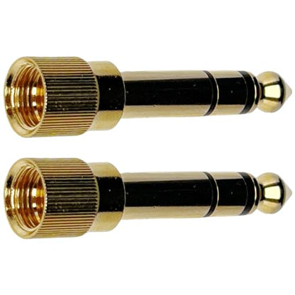 CESS 3.5mm Female to 6.35mm Male Stereo Screw-On Adapter, 2 Pack