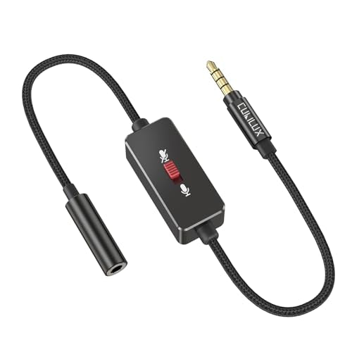 3.5mm TRRS Microphone Mute Switch Adapter, CTIA Inline Slide (Male to Female), Mic Signal Only (Not for Headphones/Audio), for TRRS Lavalier Mic, Smartphone/Laptop/PC