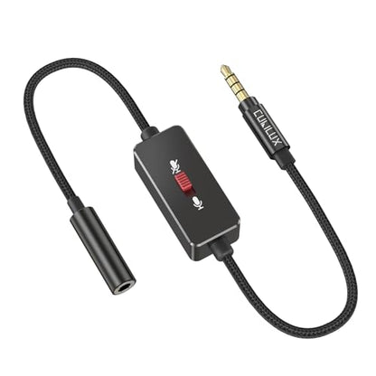3.5mm TRRS Microphone Mute Switch Adapter, CTIA Inline Slide (Male to Female), Mic Signal Only (Not for Headphones/Audio), for TRRS Lavalier Mic, Smartphone/Laptop/PC