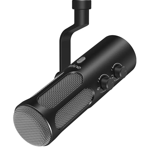 FIFINE AmpliTank Tank3 XLR/USB Podcast Dynamic Microphone for Streaming | Studio PC Streamer Mic, All Metal Built, with Mute Button, Headphone Jack, Volume Knob, for Vocal Voice Over Music Recording