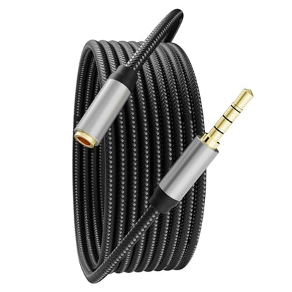 Audio Mic Extension Cable 20Ft,3.5mm Aux Headphone Extender 4-Pole Jack Plug Extension Lead Stereo Male to Female Braided Cord for Headset,TV,Laptop,Phone,Switch Lite,Car,PS4,Xbox and more(20Ft/6M) - size: 20 ft