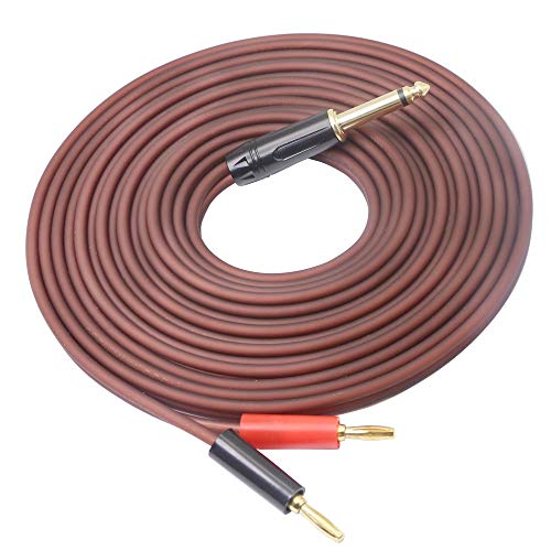 1/4 TS to Banana Plug,6.35mm TS Phono to Banana Speaker Audio Cable-5M | Gold-Plated 1/4 TS Male to Dual Banana Plugs OFC HiFi Speaker Wire for DJ Application, Mixer, Headphone Jack-16.5ft - size: 5m