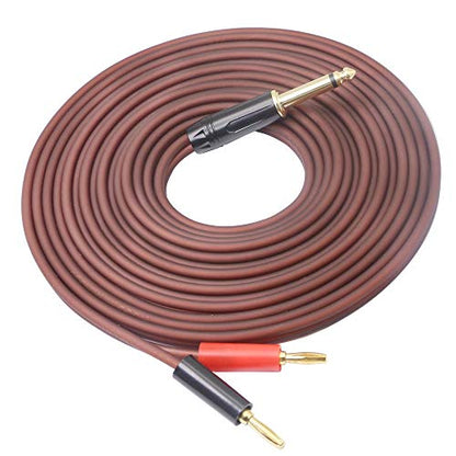 1/4 TS to Banana Plug,6.35mm TS Phono to Banana Speaker Audio Cable-5M | Gold-Plated 1/4 TS Male to Dual Banana Plugs OFC HiFi Speaker Wire for DJ Application, Mixer, Headphone Jack-16.5ft - size: 5m