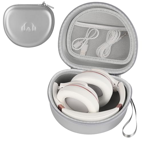 Hard Headphone Case for JLab JBuds Lux ANC/Raycon The Everyday, Sliver | Foldable Over-Ear Headphones Travel Carrying Case,Mesh Pocket,Hard Eva Shell - color: Sliver