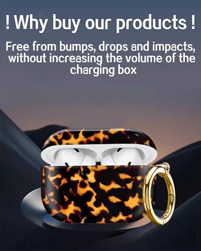 Cute Hard Case Compatible with AirPods Pro 2nd/1st Generation, Protective Cover with Golden Keychain, Fits 2023/2022/2019 Models, for Women, Girls, and Men(Luxury Leopard - color: Luxury leopard