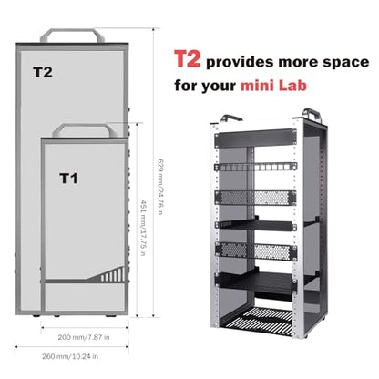 GeeekPi 12U Network Rack, 10 inch Mini Server Rack for Network, Servers, Audio, and Video Equipment, DeskPi RackMate T2 Rackmount, 10.23 inch Depth - color: Silver