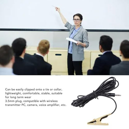 Qinlorgo Lavalier Microphone, High Sensitivity Unidirectional Condenser Mic for Lectures Podcasts, with 3 Meter Cable, Compatible with Wireless Transmitter