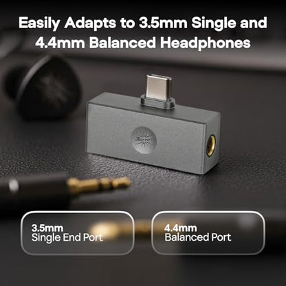Linsoul Kiwi Ears Allegro Mini Portable IEM DAC, in Ear Monitor Amplifier, USB C to 3.5/4.4mm Output, with Custom Chip, High Resolution 32bit/384kHz, HiFi Earbuds Amp for Phone/PC (Titanium) - color: Titanium