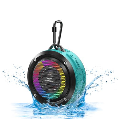 Shower Speaker, Certified IPX7 Waterproof,Portable Bluetooth Speaker with Suction Cup,Hook,Light, Stocking Stuffers, Premium Mini Outdoor Wireless Speaker, Ideal Gift for Christmas (Blue) - color: Blue