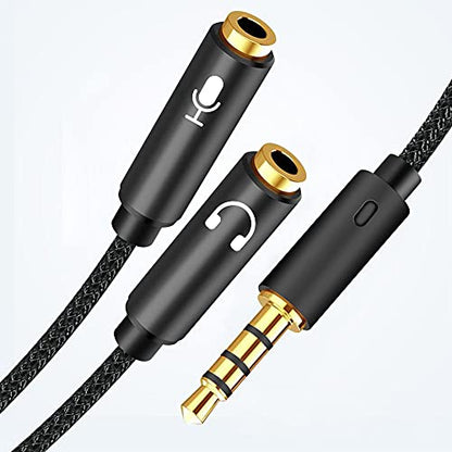HIEbee 2 in 1 3.5mm Headphone Splitter Adapter (Microphone + Audio) Female to Male&Male to Female Stereo Jack Y Cable Compatible for PS4,PS5,Nintendo Switch,Phone,Laptop(3 in 1 Pack)