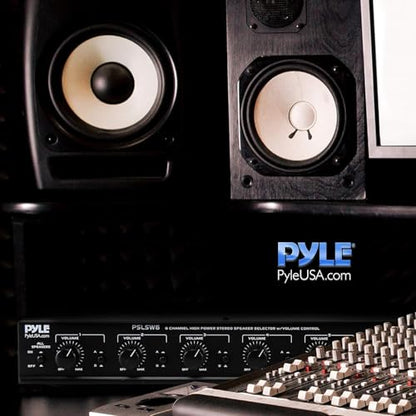 Pyle 6 Channel Speaker Selector Switch - Multi Zone A B Speaker Distribution Controller Box w/ Independent Audio Source Volume Control, Supports Home Theater Stereo Receiver System - Pyle PSLSW6