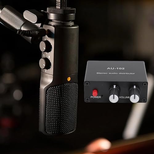 2 Channel Stereo Amplifier, 1 Input 2 Output | Sound Distributor with Volume Control for Home Audio Speaker, Laptop, Smartphone, TV