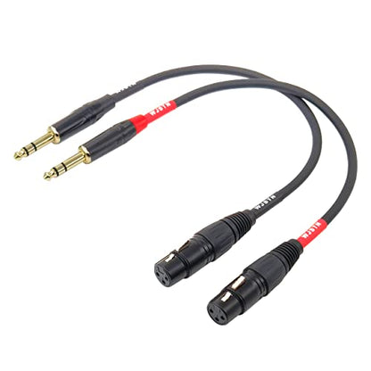 XLR to 1/4 TRS Cable 6.35mm Dual Channel to 3-pin XLR Female XLR to 1/4 Stereo Balanced Microphone Adapter 1ft - size: 1feet