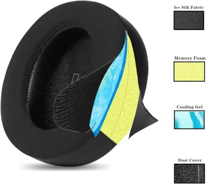 Cooling Gel Replacement Earpads Compatible with Razer Nari/Nari Essential/Nari Ultimate/Kraken Kitty/V3/V4/Pro/X Gaming Headset Ear Pads Cushions with Breathable Ice Silk Fabric- Black