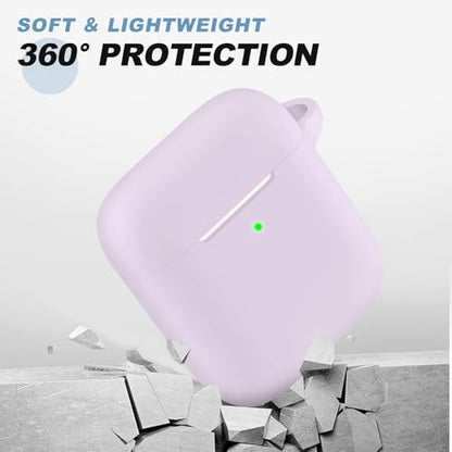 for AirPods 1/2 Case Cover,Come with Cleaner Kit,Soft Skin Silicone Case Cover with Keychain,Full Protective Case for Men and Women,Compatible with AirPods 2nd Generation Case,Lavender - color: B5-Lavender