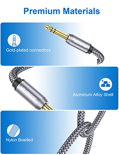 RCA to 1/4 Cable,TRS Quarter inch(6.35mm) Male to 2RCA Male Stereo Y Splitter Adapter Cable -Grey(6Feet/2M) - color: Grey-TRS 1/4 to RCA, size: 5ft/1.5M