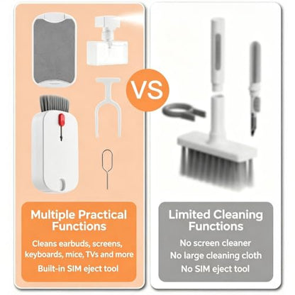 5 in 1 Phone Cleaner Kit, Portable Cleaning Kit Phone Charging Port Cleaner, Laptop Computer Earbud Headphone Cleaner Tool Set for iPhone Keyboard Screen Speaker Lens - color: white-Q5