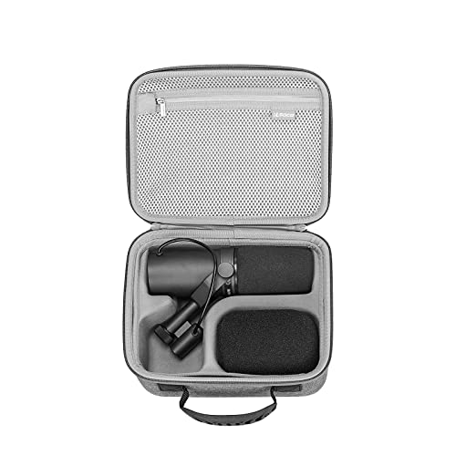 RLSOCO Hard Case Compatible With Shure MV7X / MV7+ / MV6 / MV7 / MV7i Podcast Dynamic Microphone & Shure SM7B / SM7dB Vocal Dynamic Microphone - color: Grey