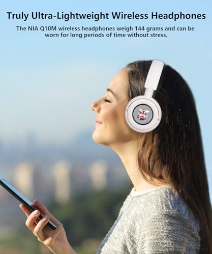 Wireless On-Ear Headphones Bluetooth with Microphone, Lightweight Foldable Wireless Headphones Built-in LED Lights, FM Radio, Micro SD/TF Slot for Travel Home, Red Q9M - color: Red