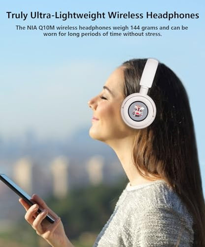 Wireless On-Ear Headphones Bluetooth with Microphone, Lightweight Foldable Wireless Headphones Built-in LED Lights, FM Radio, Micro SD/TF Slot for Travel Home, Red Q9M - color: Red